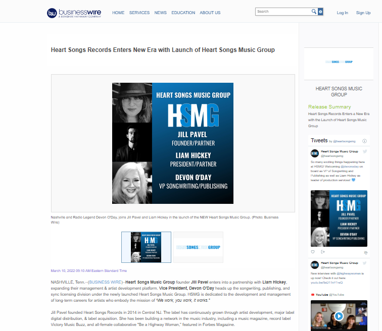 Business Wire Heart Songs Records Enters New Era with Launch of Heart